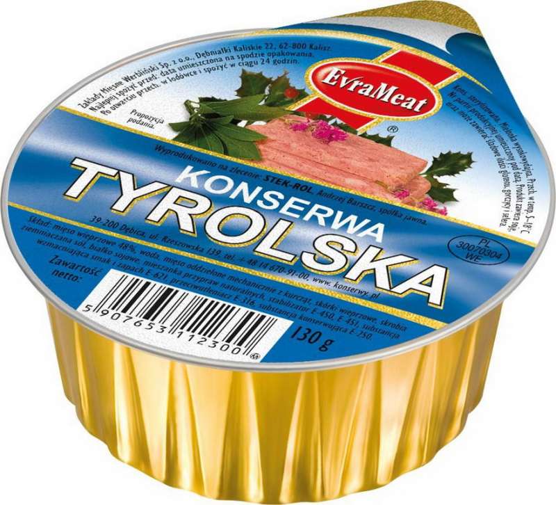 Evra Meat Konserwa Tyrols130g/Alupack/20