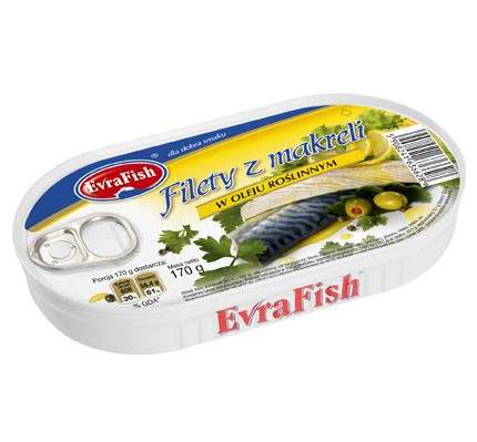 Evra Fish Filet z makreli w ol.170g/16