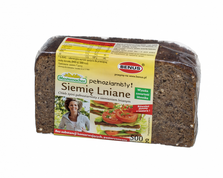 BENUS Chleb żytni siemię lniane 500g/12