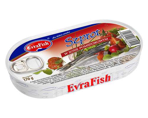 Evra Fish Szprot w sosie pomidor.170g/16