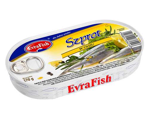 Evra Fish Szprot w oleju roślinny170g/16