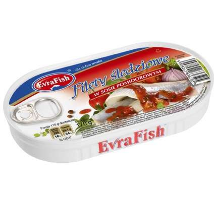 Evra Fish Filet śledź w pomid.170g/16