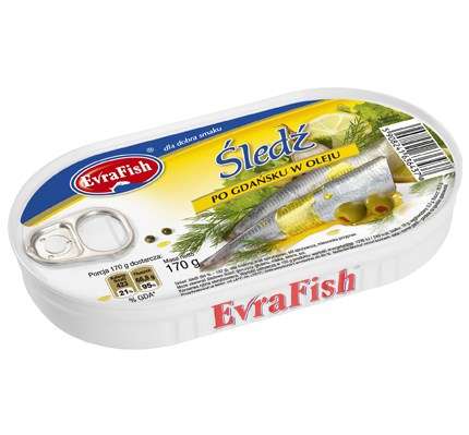 Evra Fish Śledź w oleju po gdańs.170g/16